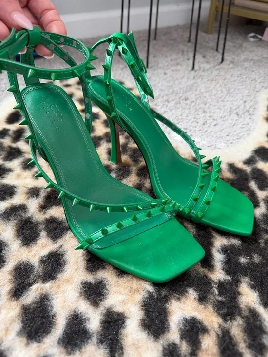 ASOS Green Studded Strappy Heels - Picture 2 of 4